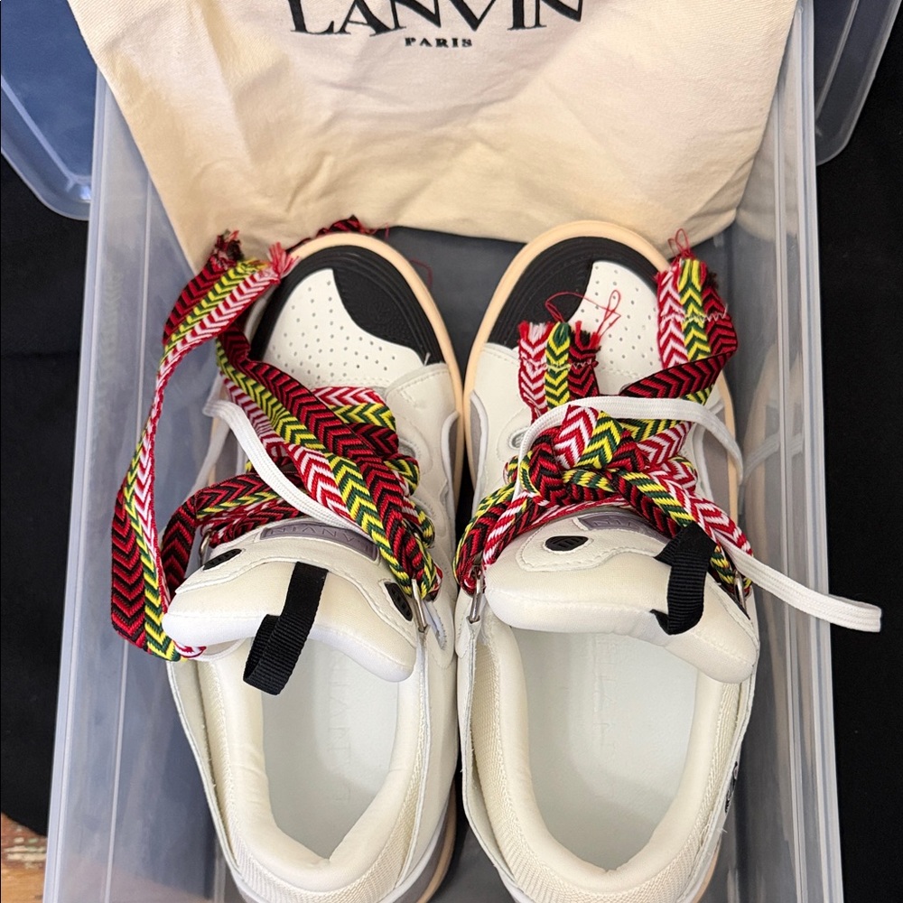Lanvin Men’s Sneakers with Red and Green Laces size 42 US Size 9 - Picture 5 of 15